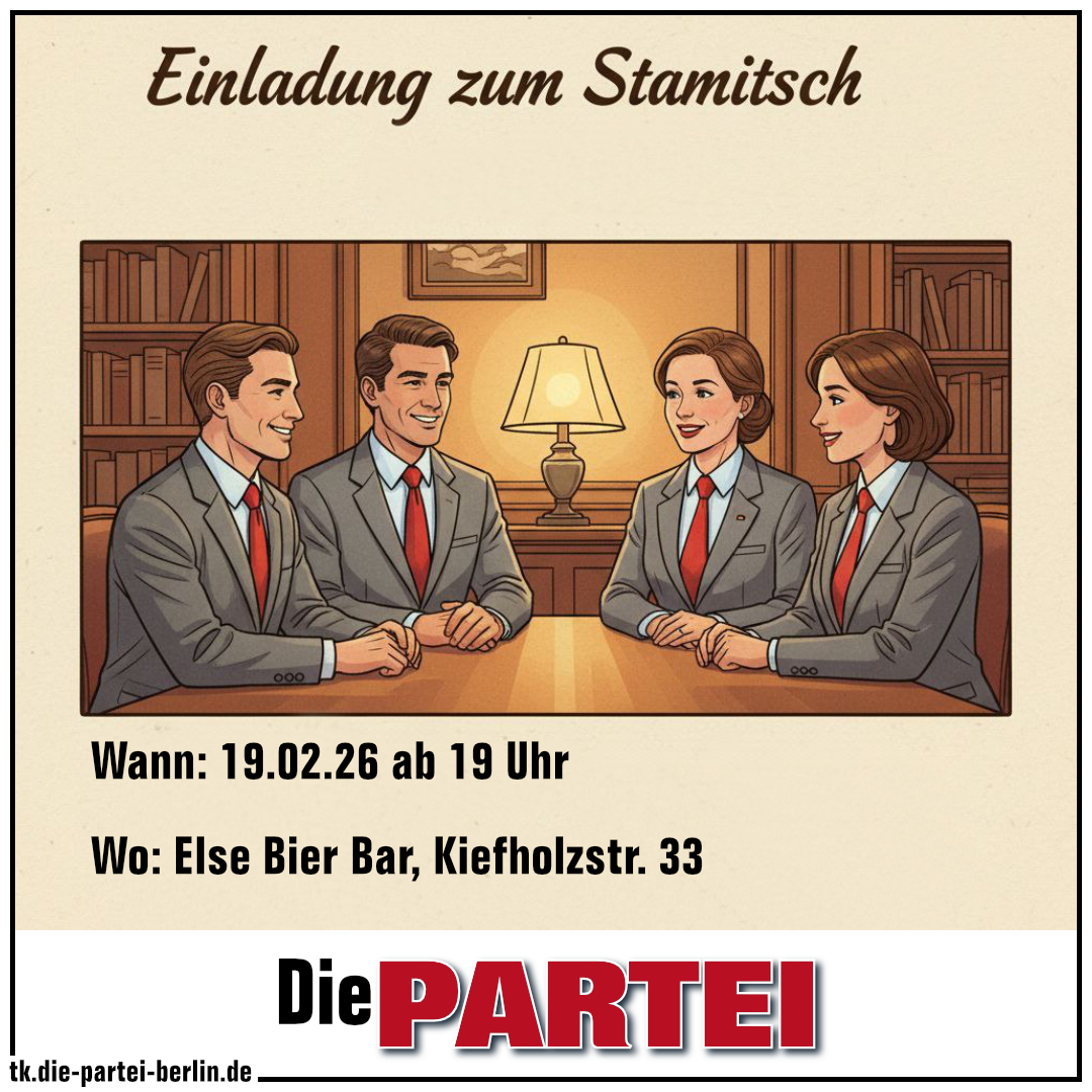 Stammtisch 19.02.26 ab 19 Uhr, Else Bier Bar Kiefholzstr. 33